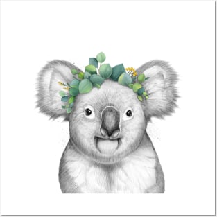 Koala with eucalyptus Posters and Art